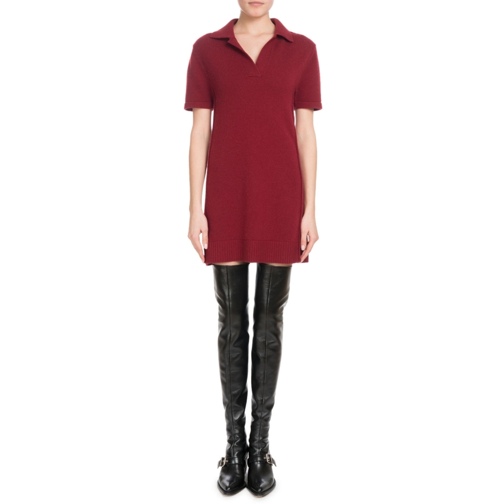 Chloé Iconic Cashmere Short-sleeve Polo Dress M